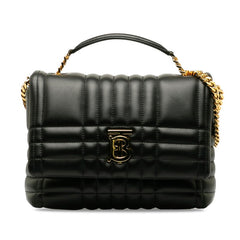 バーバリー ローラ サッチェル チェーン ショルダーバッグ ハンドバッグ 2WAY ブラック ゴールド レザー レディース BURBERRY 中古