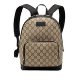 グッチ GGスプリーム リュック バックパック 429020 ベージュ ブラック PVC レザー レディース GUCCI 【中古】