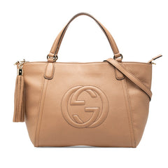 グッチ ソーホー タッセル ハンドバッグ ショルダーバッグ 2WAY 369176 ベージュ系 レザー レディース GUCCI 【中古】
