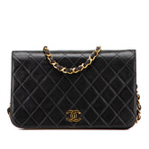 シャネル マトラッセ フルフラップ プッシュロック ココマーク チェーン ショルダーバッグ ブラック ゴールド金具 ラムスキン レディース CHANEL 【中古】