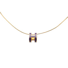 エルメス ポップH ポップアッシュ ペンダント ネックレス チョーカー ゴールド パープル メッキ レディース HERMES 【中古】