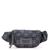 グッチ GGナイロン ウエストバッグ ボディバッグ 767934 グレー レザー エコナイロン メンズ GUCCI 【中古】
