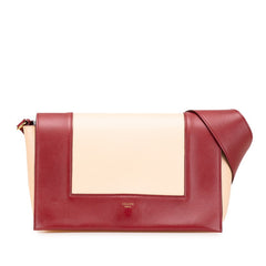 セリーヌ フレーム ミディアム ワンショルダーバッグ ベージュ ボルドー レザー レディース CELINE 【中古】