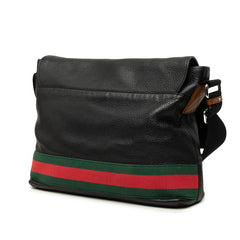 グッチ シェリーライン 斜め掛け ショルダーバッグ 281421 ブラック グリーン レッド レザー キャンバス レディース GUCCI 中古
