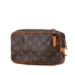 ルイ ヴィトン モノグラム ポシェット マルリーバンドリエール ショルダーバッグ M51828 ブラウン PVC レザー レディース LOUIS VUITTON 【中古】