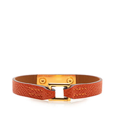 エルメス リヴァル ミニ ブレスレット オレンジ ゴールド レザー メタル レディース HERMES 【中古】