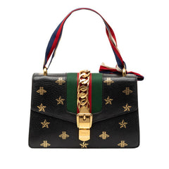 グッチ ビー スター シルヴィ ハンドバッグ 524405 ブラック マルチカラー レザー レディース GUCCI 【中古】