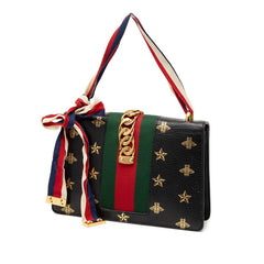 グッチ ビー スター シルヴィ ハンドバッグ 524405 ブラック マルチカラー レザー レディース GUCCI 【中古】