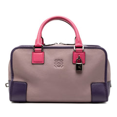 ロエベ アナグラム アマソナ28 ハンドバッグ パープル ピンク レザー レディース LOEWE 【中古】