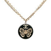 シャネル ココマーク バタフライ 蝶々 モチーフ ネックレス 11P ゴールド ブラック メッキ レディース CHANEL 中古