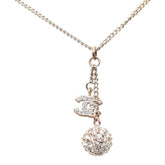 シャネル ココマーク チェーン ペンダント ネックレス B12C刻印 シルバー メタル ラインストーン レディース CHANEL 【中古】