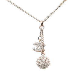 シャネル ココマーク チェーン ペンダント ネックレス B12C刻印 シルバー メタル ラインストーン レディース CHANEL 【中古】