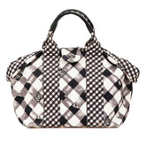 シャネル クルーズライン ギンガムチェック ココマーク ハンドバッグ ブラック ホワイト キャンバス レザー レディース CHANEL 【中古】