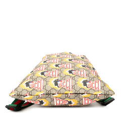 グッチ GGスプリーム チルドレンズ ライオン モチーフ リュック バックパック 550775 ベージュ イエロー PVC レザー レディース GUCCI 【中古】