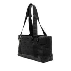 サルヴァトーレフェラガモ ガンチーニ トートバッグ ブラック ネイビー ブルー系 キャンバス レザー レディース Salvatore Ferragamo 【中古】