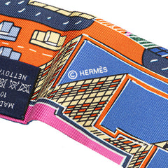エルメス ツイリー PANTIN CITY パンタンシティ スカーフ オレンジ マルチカラー シルク レディース HERMES 【中古】