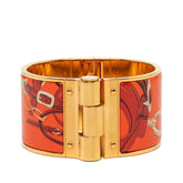 エルメス エマイユ ブレスレット バングル ゴールド オレンジ メッキ エナメル レディース HERMES 中古