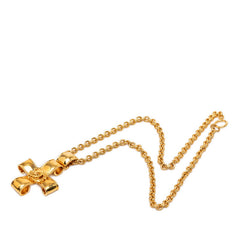 シャネル ヴィンテージ ココマーク クロス モチーフ ローグ チェーン ネックレス ゴールド メッキ レディース CHANEL 【中古】