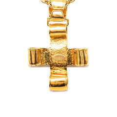 シャネル ヴィンテージ ココマーク クロス モチーフ ローグ チェーン ネックレス ゴールド メッキ レディース CHANEL 【中古】