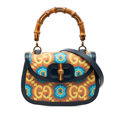 グッチ バンブー 1947 100周年 ハンドバッグ ショルダーバッグ 2WAY 678489 ネイビー マルチカラー PVC レザー レディース GUCCI 【中古】