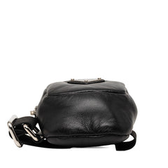 プラダ 三角ロゴプレート エラスティックバンド付き ミニ ポーチ 1TT137 ブラック レザー レディース PRADA 【中古】