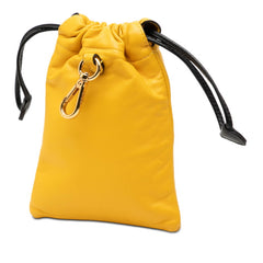 フェンディ ロゴ フォンポーチ 7AR898 イエロー レザー レディース FENDI 【中古】