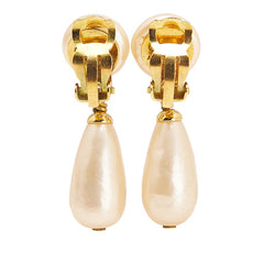 シャネル ヴィンテージ ココマーク ティアドロップ イヤリング スイング ゴールド メッキ フェイクパール レディース CHANEL 【中古】