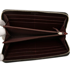 シャネル マトラッセ ココマーク ラウンドファスナー 長財布 ブラック キャビアスキン レディース CHANEL 【中古】