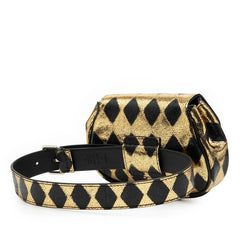 グッチ ボディバッグ ウエストバッグ 605112 ブラック ゴールド レザー レディース GUCCI 【中古】