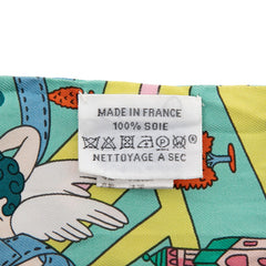 エルメス ツイリー Les Nouveaux Amoureux de Paris 新 パリの恋人たち スカーフ グリーン マルチカラー シルク レディース HERMES 【中古】