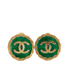 シャネル ヴィンテージ ココマーク ラウンド イヤリング ゴールド グリーン メッキ レディース CHANEL 中古