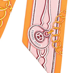 エルメス ツイリー Maillons マイヨン スカーフ オレンジ系 マルチカラー シルク レディース HERMES 【中古】