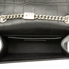サンローラン YSLロゴ モノグラム ケイト クロコ型押し チェーン ショルダーバッグ ブラック レザー レディース SAINT LAURENT 【中古】