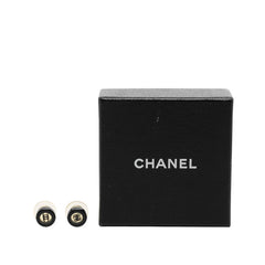 シャネル ココマーク スタッドピアス 01P シルバー ブラック メタル プラスチック レディース CHANEL 【中古】