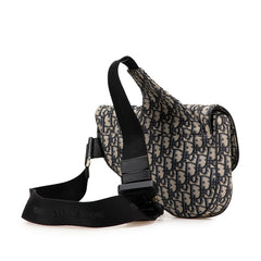 ディオール オブリーク サドルバッグ ボディバッグ ショルダーバッグ ネイビー ベージュ キャンバス レザー レディース Dior 【中古】