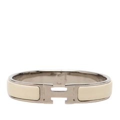 エルメス クリックH PM ブレスレット シルバー アイボリー メタル エナメル レディース HERMES 【中古】