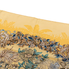 エルメス カレ90 L'Ile Deserte 無人島 スカーフ イエロー ブルー マルチカラー シルク レディース HERMES 【中古】