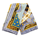 エルメス カレ90 CARPE DIEM 今日一日を楽しむ スカーフ ブルー ゴールド マルチカラー シルク レディース HERMES 【中古】