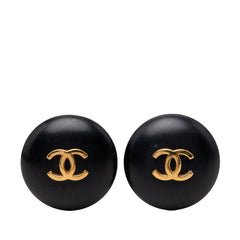 シャネル ココマーク ヴィンテージ ラウンド イヤリング 95A ブラック ゴールド メッキ プラスチック レディース CHANEL 【中古】