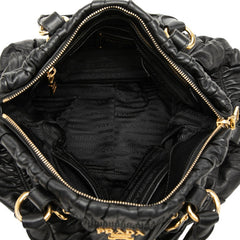 プラダ ロゴ ハンドバッグ ショルダーバッグ 2WAY ブラック レザー レディース PRADA 【中古】