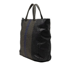 ボッテガヴェネタ イントレチャート トートバッグ ブラック カーキ ネイビー レザー レディース BOTTEGAVENETA 【中古】