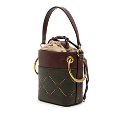 クロエ ロイ ミニ バケットバッグ ハンドバッグ ショルダーバッグ 2WAY ワインレッド グリーン レザー レディース Chloe 【中古】