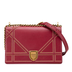 ディオール ディオラマ スタッズ ショルダーバッグ レッド レザー レディース Dior 【中古】