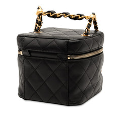 シャネル ココマーク マトラッセ チェーン ショルダーバッグ バニティバッグ ブラック ラムスキン レディース CHANEL 中古