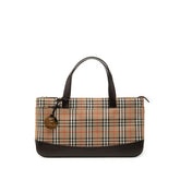 バーバリー ノバチェック シャドーホース ハンドバッグ トートバッグ ベージュ ブラウン キャンバス レザー レディース BURBERRY 【中古】
