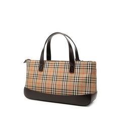 バーバリー ノバチェック シャドーホース ハンドバッグ トートバッグ ベージュ ブラウン キャンバス レザー レディース BURBERRY 【中古】