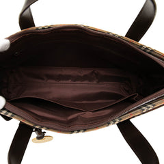バーバリー ノバチェック シャドーホース ハンドバッグ トートバッグ ベージュ ブラウン キャンバス レザー レディース BURBERRY 【中古】