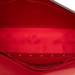 ヴァレンティノ スタッズ チェーン ショルダーバッグ 斜め掛 レッド レザー レディース VALENTINO 【中古】