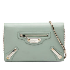 バレンシアガ チェーン ショルダーバッグ ウォレット 420837 ブルー系 レザー レディース BALENCIAGA 【中古】