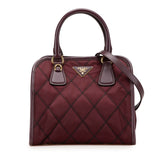 プラダ 三角ロゴプレート キルティング ハンドバッグ ショルダーバッグ 2WAY 1BA100 パープル ナイロン レザー レディース PRADA 【中古】